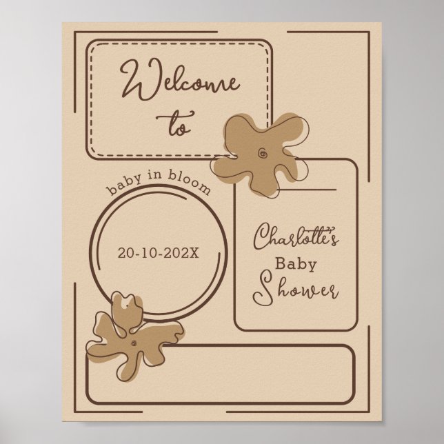 Minimalist Style Flower Notes Baby Shower Welcome Poster (Framsidan)