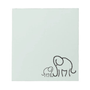 Minimalist Stylised gullig elefantmorsa och baby Anteckningsblock