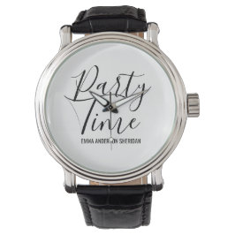 Minimalist Stylish Script Black & White Grad Party Armbandsur