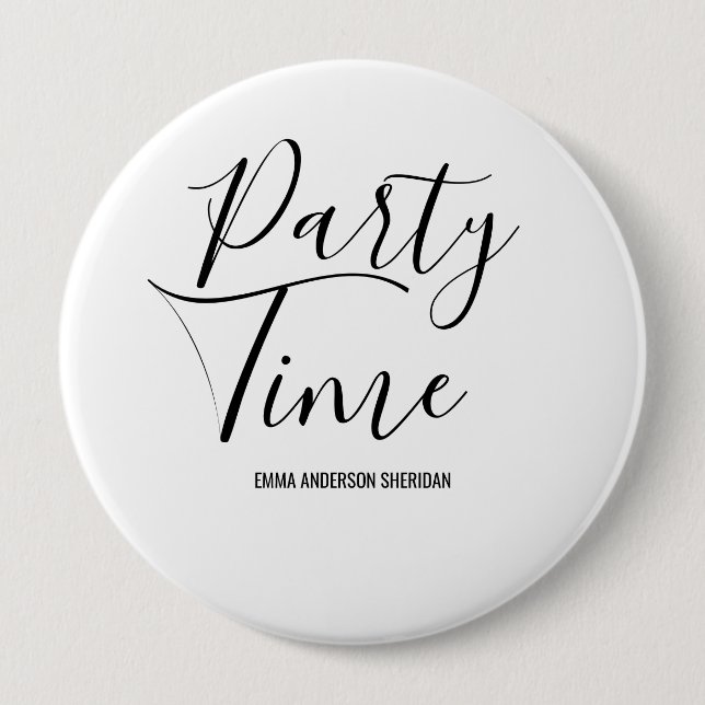 Minimalist Stylish Script Black & White Grad Party Knapp (Framsida)