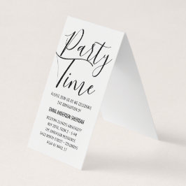 Minimalist Stylish Script Black & White Grad Party Visitkort