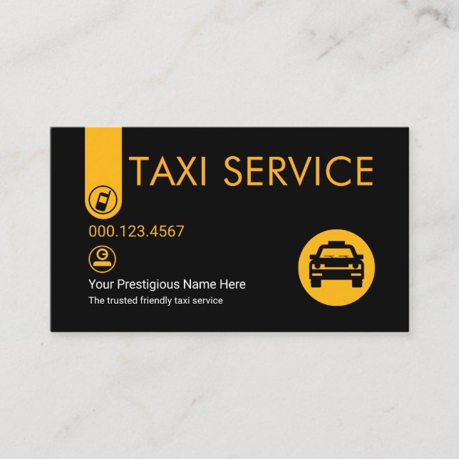 Minimalist Stylish Yellow Taxi Tab Visitkort (Framsida)