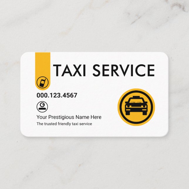 Minimalist Stylish Yellow Taxi Tab Visitkort (Framsida)