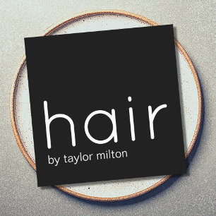 Minimalist stylist för hår för elegantsvartvit fyrkantigt visitkort