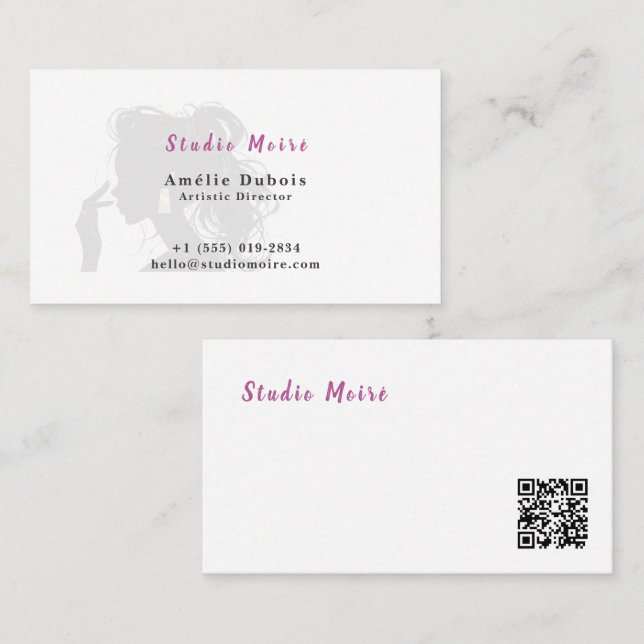 Minimalist Subtle Luxury Salon QR Code Visitkort (Fram/baksida)
