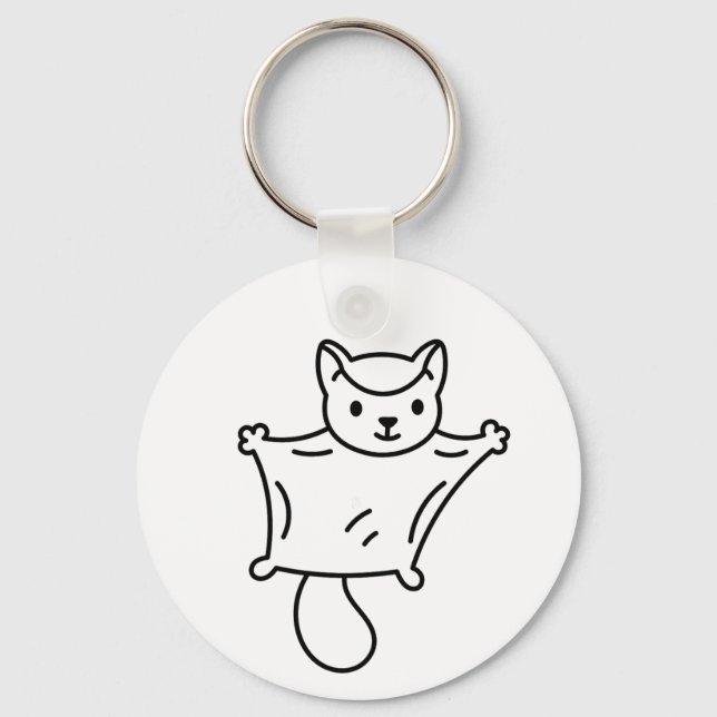 Minimalist Sugar Glider Line Art Nyckelring (Framsida)