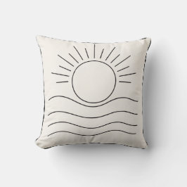 Minimalist Sun Line Art Throw Pillow Kudde