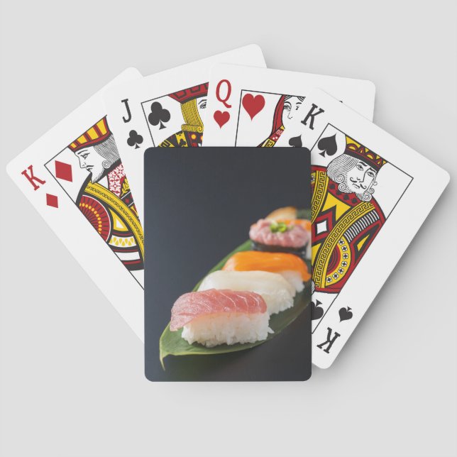 Minimalist Sushi on Leaf Presentation Casinokort (Baksidan)