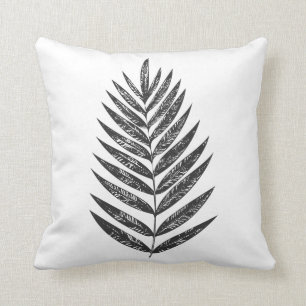 Minimalist svartvit Fernteckning Kudde