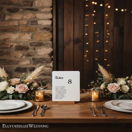 Minimalist Table Number & Integrated Guest List  Inbjudningar