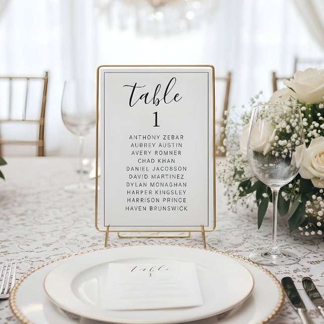 Minimalist Table Number Seating Chart Wedding Card Bordsnummer (Skapare uppladdad)