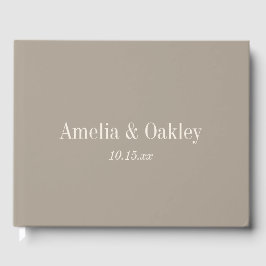 Minimalist Taupe Brown Elegant Wedding Custom Gästböcker