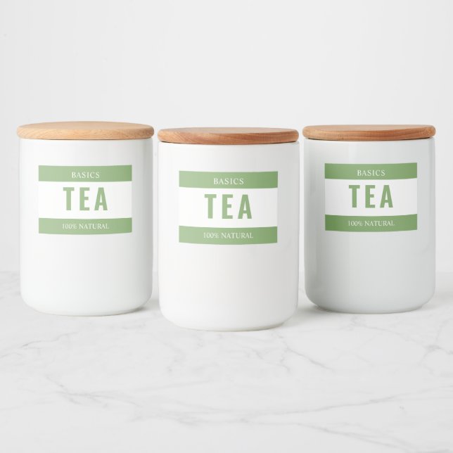Minimalist TEA Label for Containers Mat Etiketter (Flaskor)