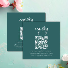 Minimalist Teal Baby Shower Registry QR Code Card Tilläggskort