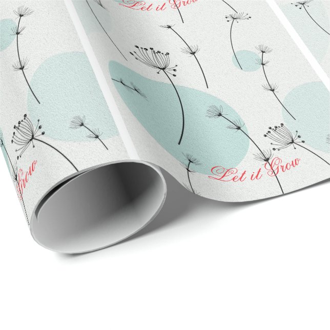  Minimalist Teal Dandelion Seed Wrapping Paper Presentpapper (Rullad Hörn)