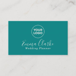 Minimalist Teal Green Scan Code Business Card Visitkort