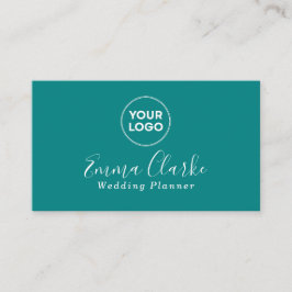 Minimalist Teal Green Scan Code Business Card Visitkort