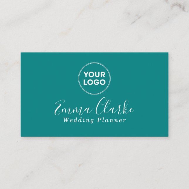 Minimalist Teal Green Scan Code Business Card Visitkort (Framsida)