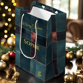 Minimalist Teal och Burgunderrutig Jul