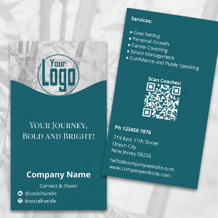 Minimalist Teal White Life Coach Company Visitkort