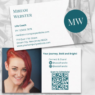Minimalist Teal White Life Coach Personal Visitkort