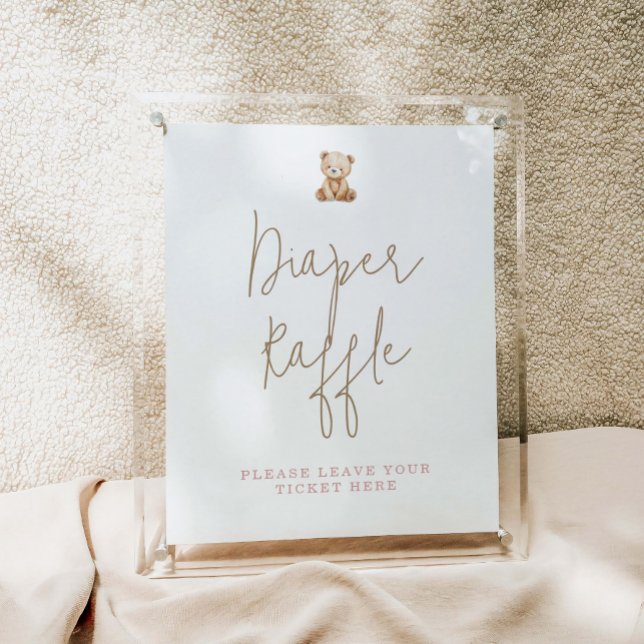 Minimalist Teddy Bear Baby Shower Diaper Raffle Poster (Skapare uppladdad)