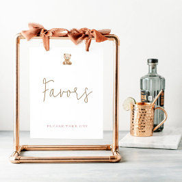 Minimalist Teddy Bear Baby Shower Favors Poster