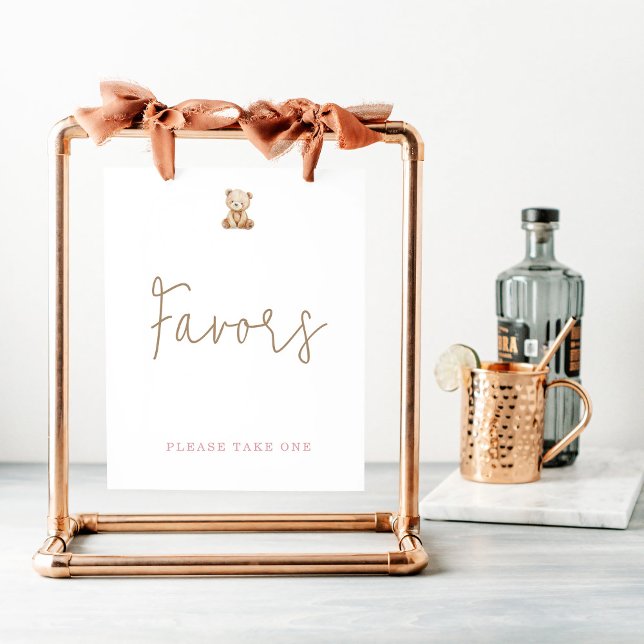 Minimalist Teddy Bear Baby Shower Favors Poster (Skapare uppladdad)