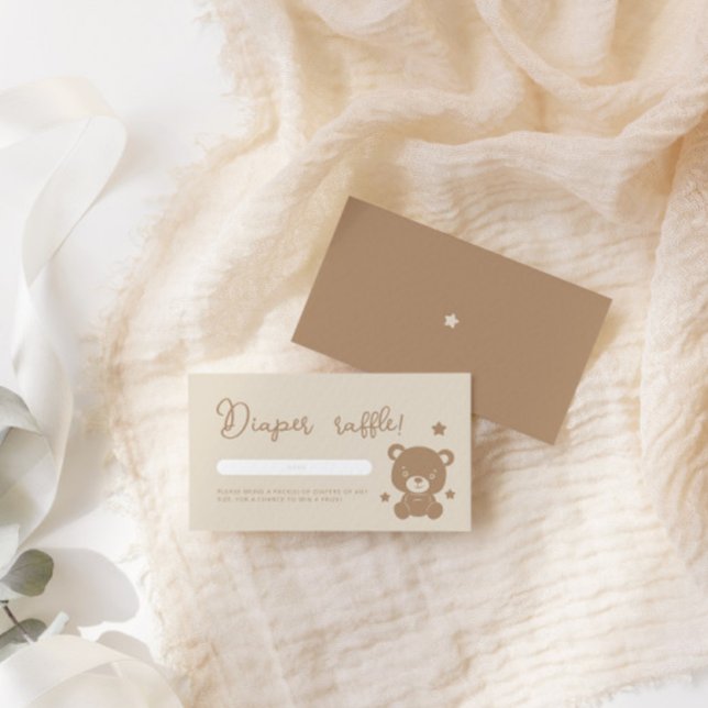 Minimalist Teddy Bear Blöja Lotteri Baby Shower Tilläggskort (Skapare uppladdad)
