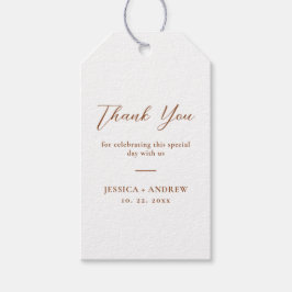 Minimalist Terra Cotta & White Simple Bröllop Presentetikett