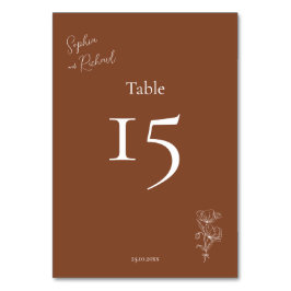 Minimalist Terracotta Boho Botanicals Bröllop Bordsnummer