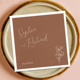 Minimalist Terracotta Boho Botanicals Bröllop Pappersservett