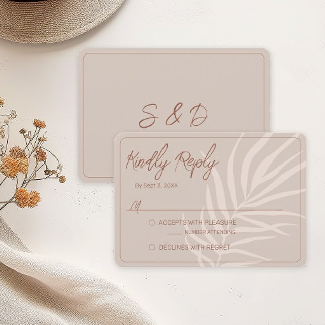 Minimalist Terracotta Boho Bröllop OSA Kort (Boho Terracotta RSVP Cards)