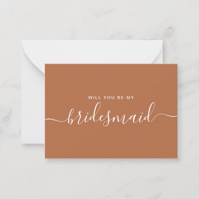 Minimalist Terracotta Bridesmaid Frieri Anteckningskort (Framsida)