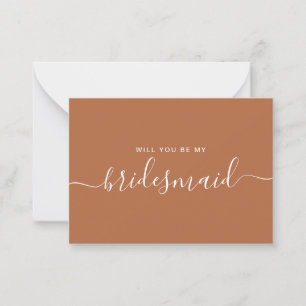 Minimalist Terracotta Bridesmaid Frieri Anteckningskort