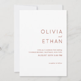Minimalist Terracotta Bröllop Inbjudningar