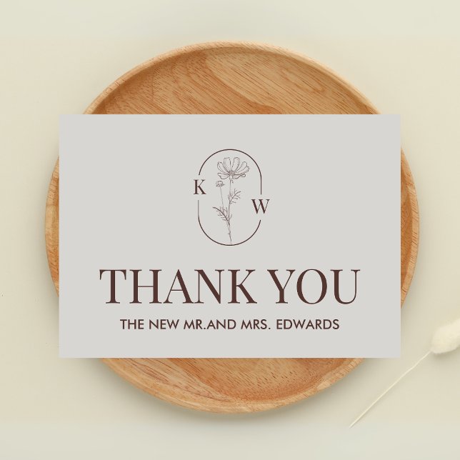 Minimalist Terracotta Bröllop Tack Kort (Minimalist Terracotta Boho Wedding Thank you Card)