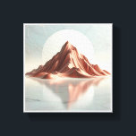 Minimalist Terracotta Mountain - Modern Abstract L Canvastryck<br><div class="desc">A serene and minimalist abstract landscape featuring a majestic mountain in warm terracotta tones with intricate pleated textures. Set against a large, soft white sun and a reflective marble-like floor, this piece embodies peaceful modern elegance. Ideal for Scandi-boho living rooms, contemporary office spaces, or as a calming focal point in...</div>