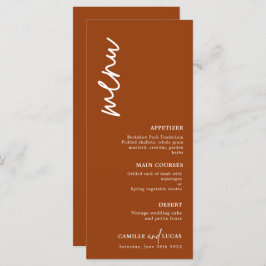 Minimalist Terracotta Rust Bröllop Menu Meny