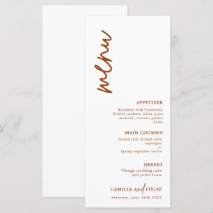 Minimalist Terracotta Rust Bröllop Menu Meny