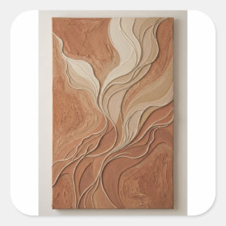 Minimalist Terracotta Textured Plaster Wall Art Fyrkantigt Klistermärke