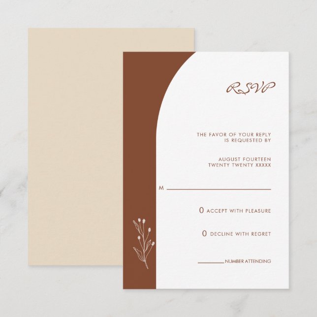 Minimalist Terrakotta Boho Bröllop Svar Kort (Fram/baksida)