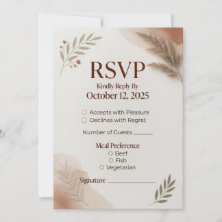 Minimalist Terrakotta Botanisk RSVP-kortmall Inbjudningar