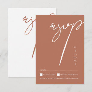 Minimalist Terrakotta Script Typografi Bröllop OSA Kort