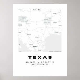 Minimalist Texas Karta Art Poster
