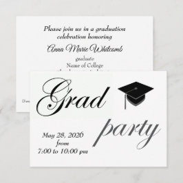 Minimalist Text College Graduation Party  Inbjudningar