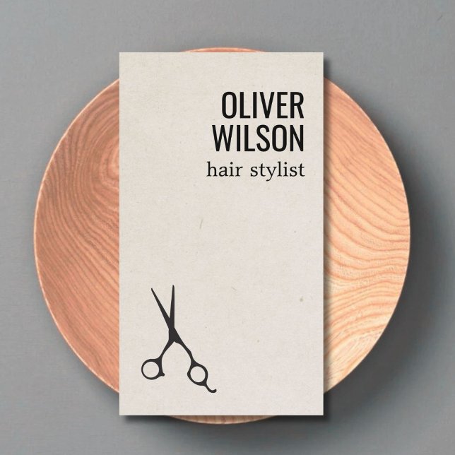 Minimalist Texture Beige Black Bold Hair Salon Visitkort (Skapare uppladdad)