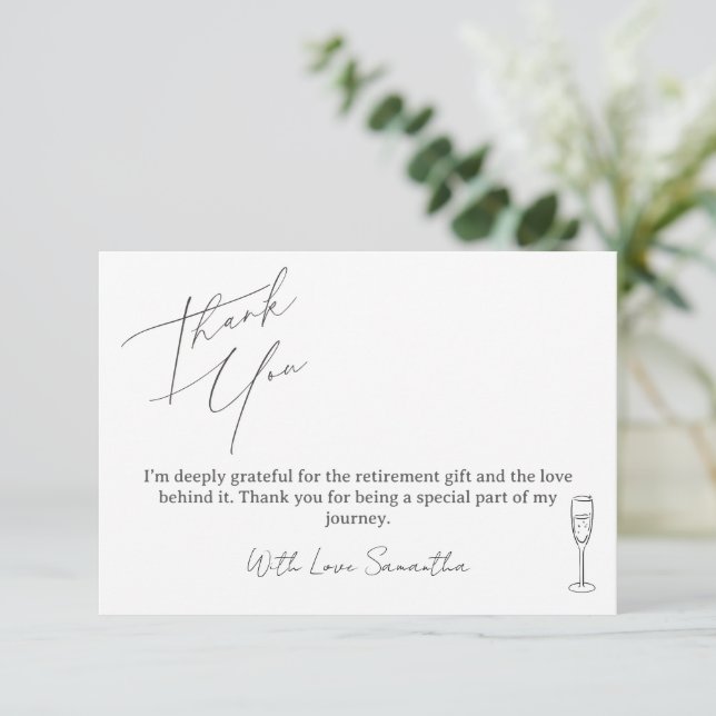 Minimalist Thank You Card For Retirement Gifts (Stående Fram)