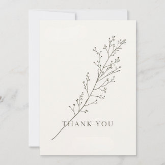 Minimalist Thank-You Card with Line Art Floral Inbjudningar
