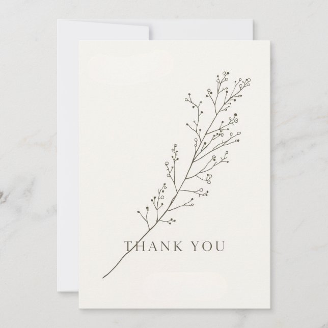 Minimalist Thank-You Card with Line Art Floral  Inbjudningar (Framsida)